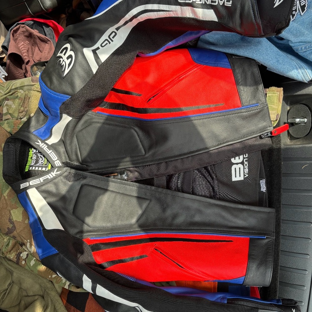 Motorcycle jacket size 56 color red blue and black